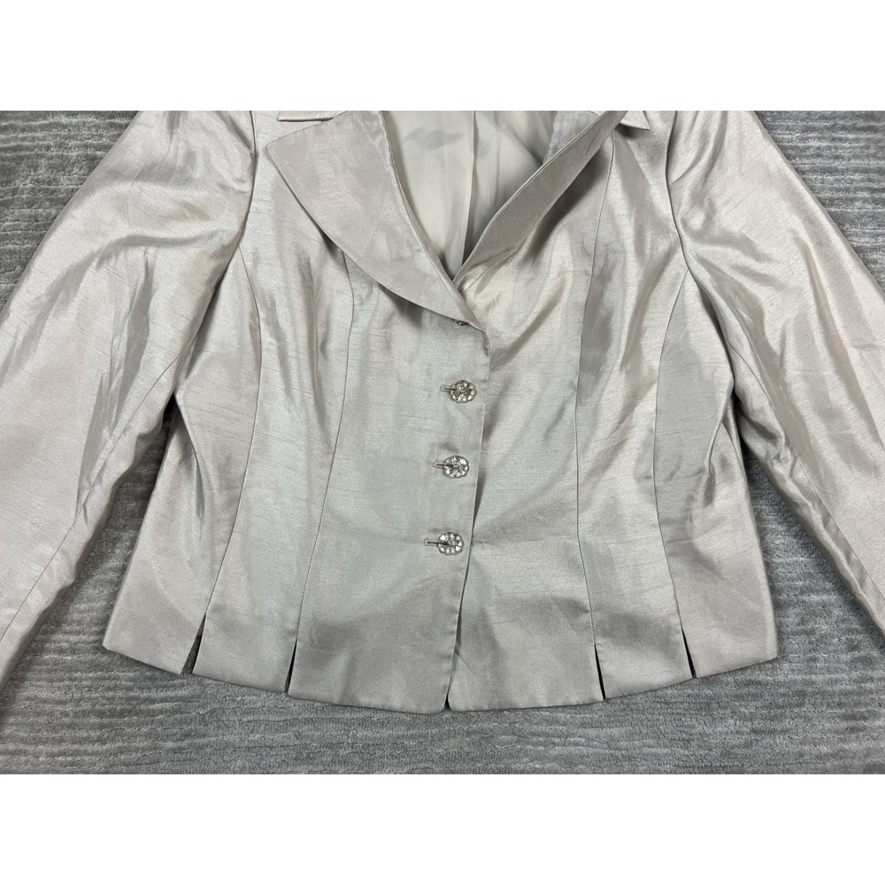 Le Suit Jacket Womens 16 Beige‎ Button Front Lined Polyester Career - Picture 3 of 14